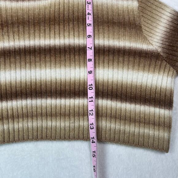 Cider Cropped Turtleneck Brown Ombre Striped Sweater Size Medium - Picture 4 of 5